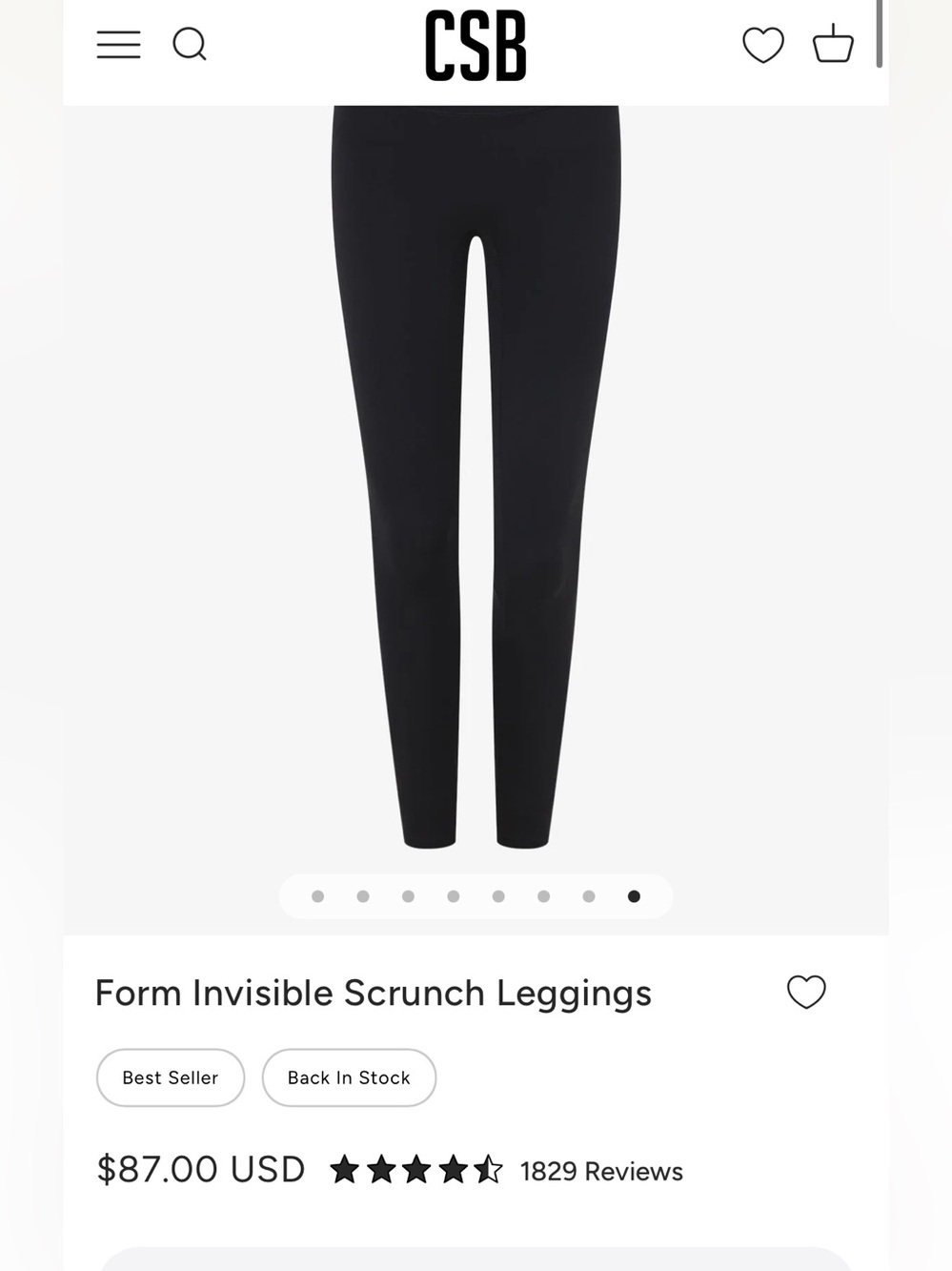 CSB Form Invisible Scrunch Leggings - Black